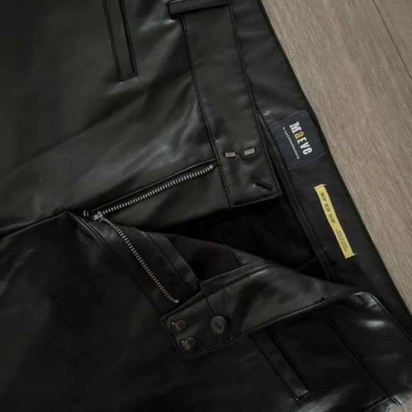Maeve By Anthropologie Black Faux Leather Pants Size 16 Wide Leg Crop - Picture 4 of 5